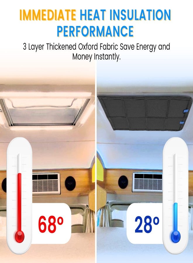 funomo RV Skylight Window Shade, 23 ¼" (L) x 15 ¼" (W), Foldable Magnet RV Blackout Cover, UV Rays Protection Camper Trailer Fan Vent Cover, Waterproof Thickened Oxford Fabric (Black) - Image 4