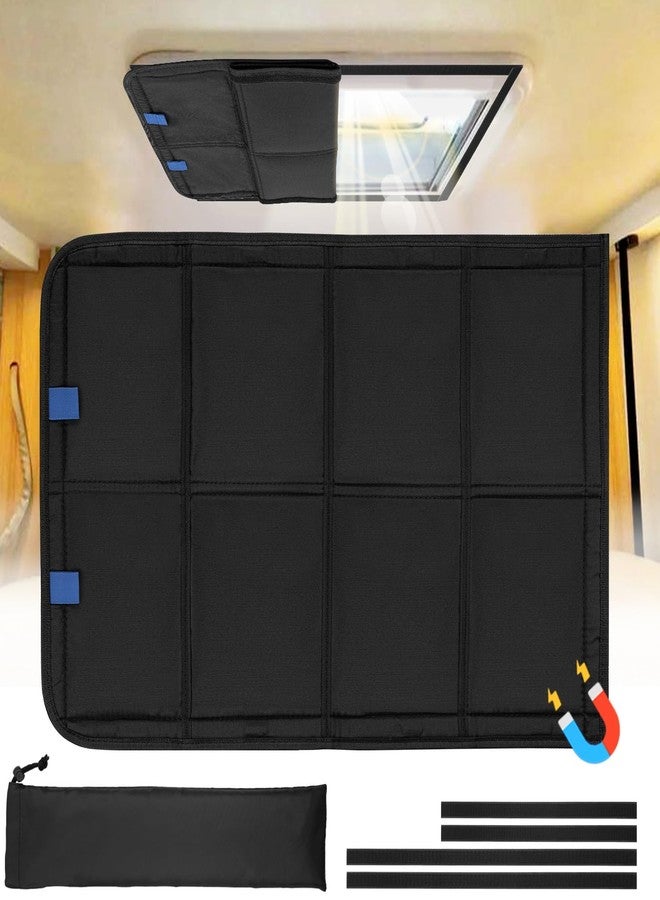 funomo RV Skylight Window Shade, 23 ¼" (L) x 15 ¼" (W), Foldable Magnet RV Blackout Cover, UV Rays Protection Camper Trailer Fan Vent Cover, Waterproof Thickened Oxford Fabric (Black) - Image 5