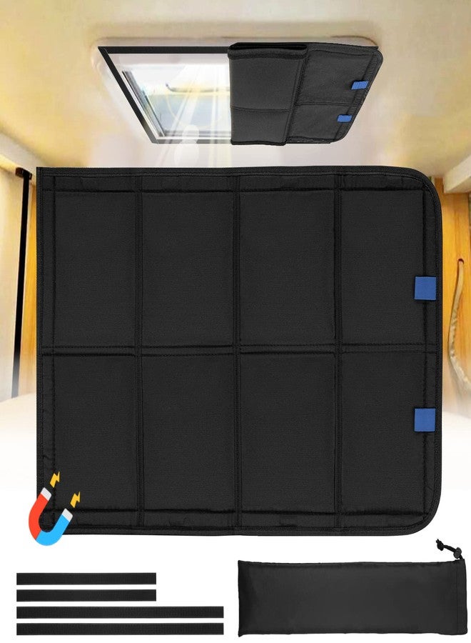 funomo RV Skylight Window Shade, 23 ¼" (L) x 15 ¼" (W), Foldable Magnet RV Blackout Cover, UV Rays Protection Camper Trailer Fan Vent Cover, Waterproof Thickened Oxford Fabric (Black) - Image 1