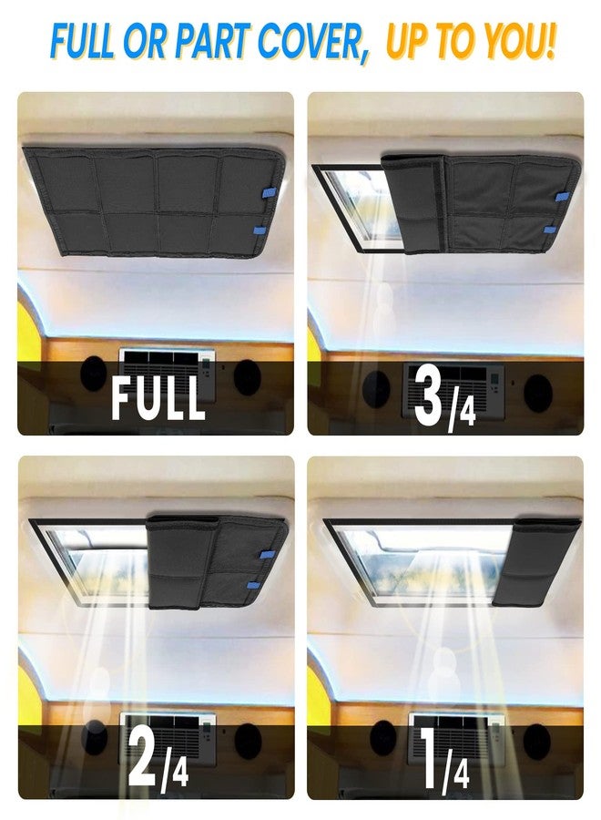 funomo RV Skylight Window Shade, 23 ¼" (L) x 15 ¼" (W), Foldable Magnet RV Blackout Cover, UV Rays Protection Camper Trailer Fan Vent Cover, Waterproof Thickened Oxford Fabric (Black) - Image 3