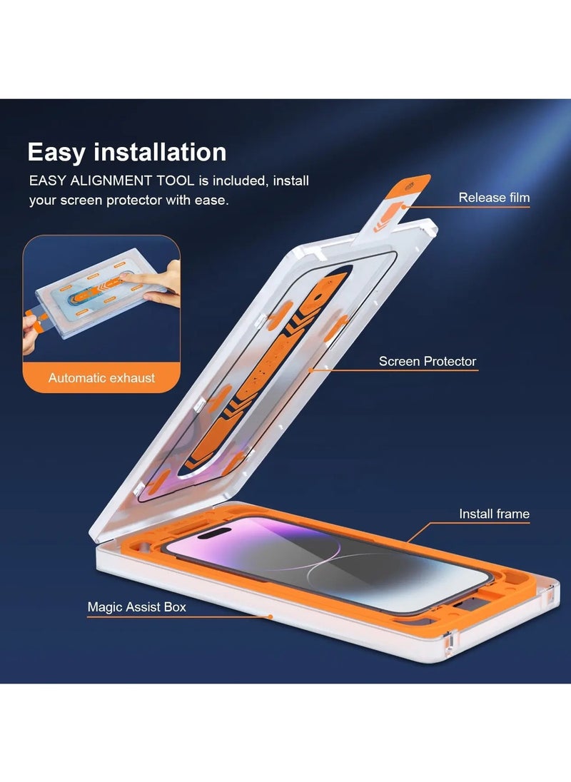 ICARLUS - For iPhone 14 Plus Tempered Glass Screen Protector HD Clear Film with Installation Tool - Image 1