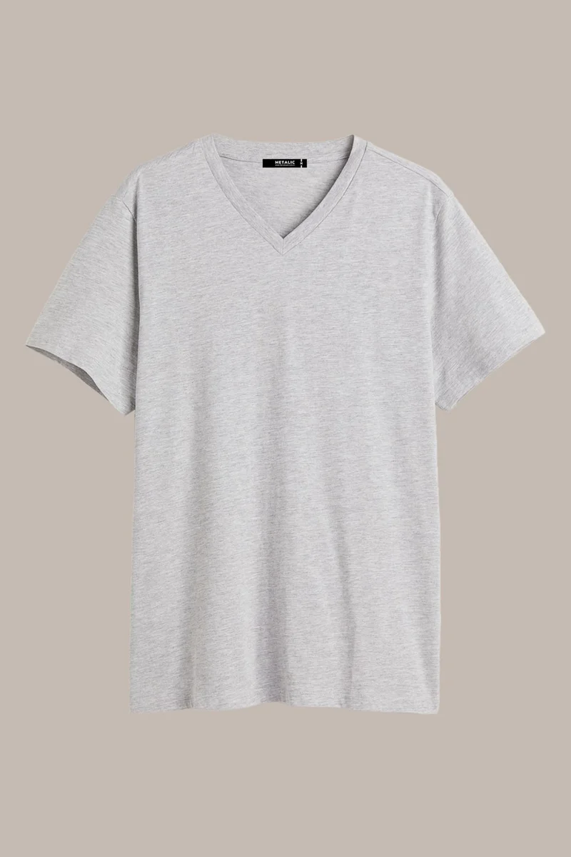 mmetalic Metalic Men's Multicolored T-Shirt Regular Fit Relaxed Cut V Neck 5-Piece Basic T-Shirt Pack