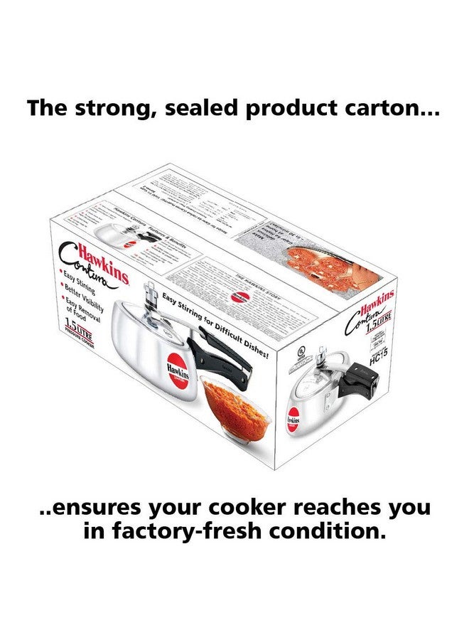 Hawkins 1.5 Litre Contura Pressure Cooker, Handi Inner Lid Baby Cooker, Silver (HC15) - Image 4