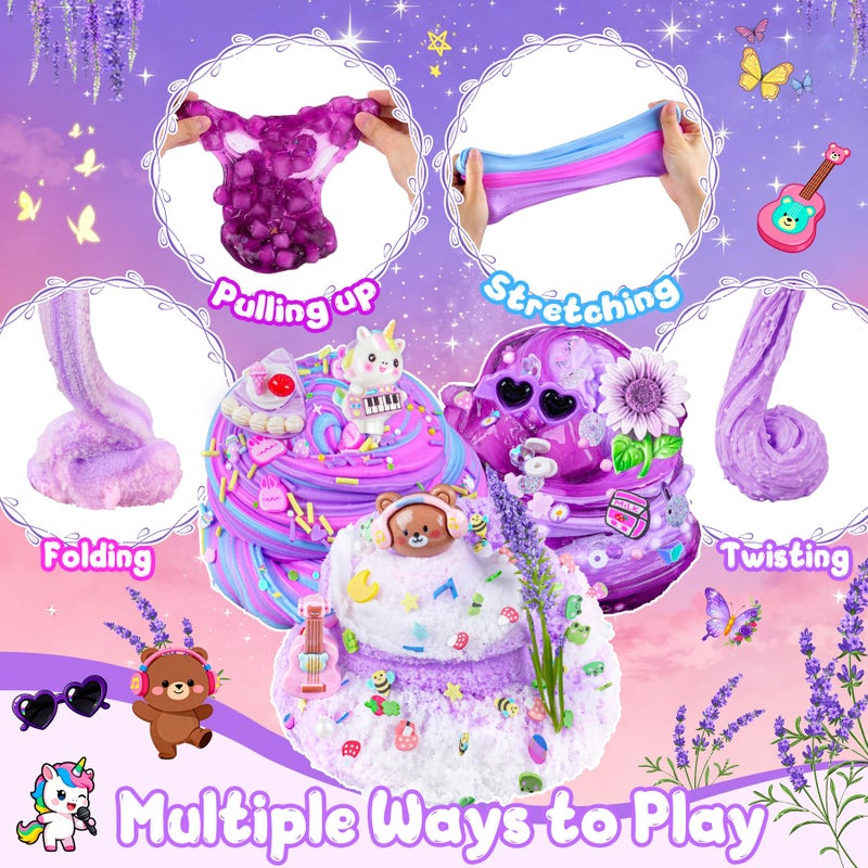 LAWOHO 6 Pack Slimes, Purple Slime for Kids, Butter Cloud Slime kit for Girls Ages 8-12, Toys for Girls and Boys, Birthday Halloween Christmas Party Favors for Kids Goodie Bag Stuffers - Image 3
