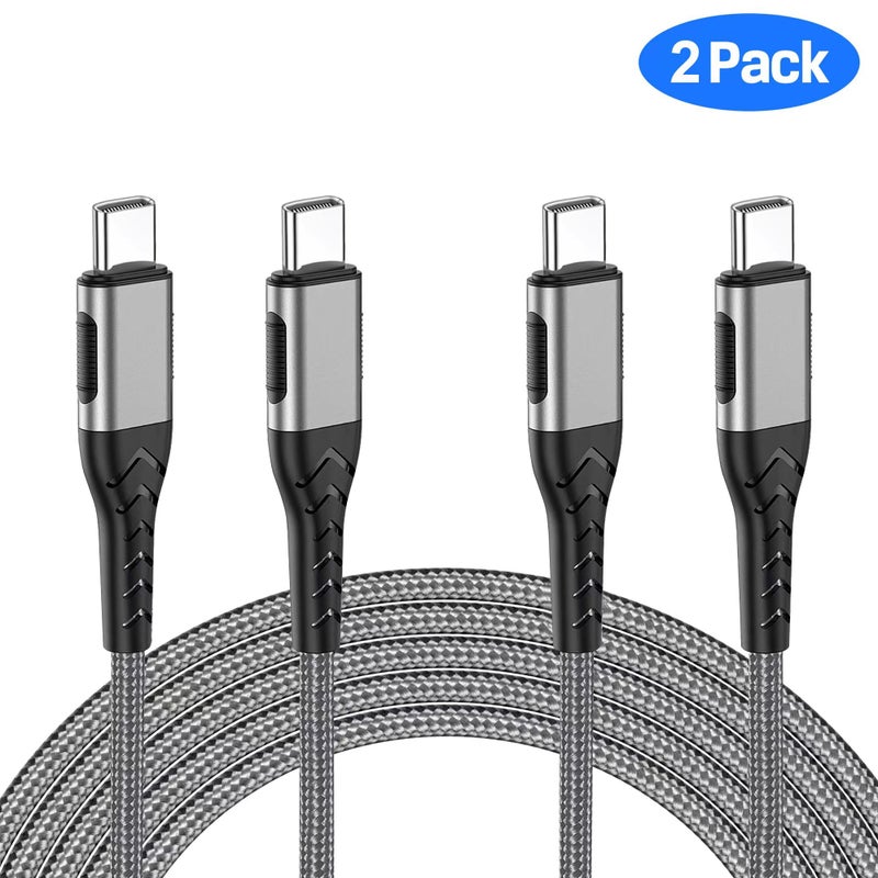 Durcord USB C to USB C Cable, 2Pack 60W 10ft USB C Charger Cable Fast Charging for Android Phone Pad, Type C to Type C Charger Braided USB Cable Compatible with iPhone 15/Pro/Plust/Max Silver - Image 2