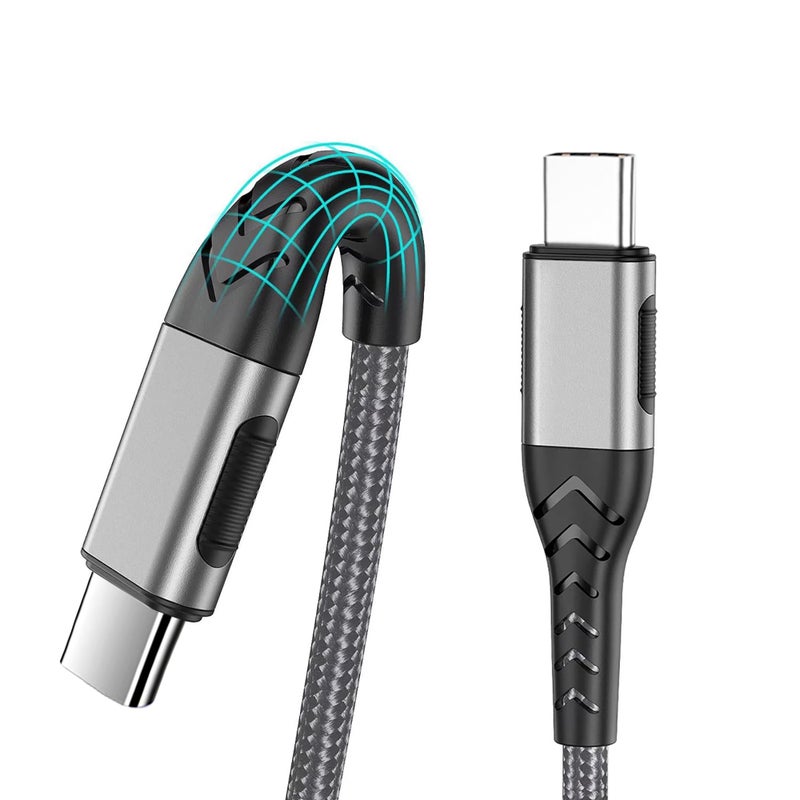 Durcord USB C to USB C Cable, 2Pack 60W 10ft USB C Charger Cable Fast Charging for Android Phone Pad, Type C to Type C Charger Braided USB Cable Compatible with iPhone 15/Pro/Plust/Max Silver - Image 3