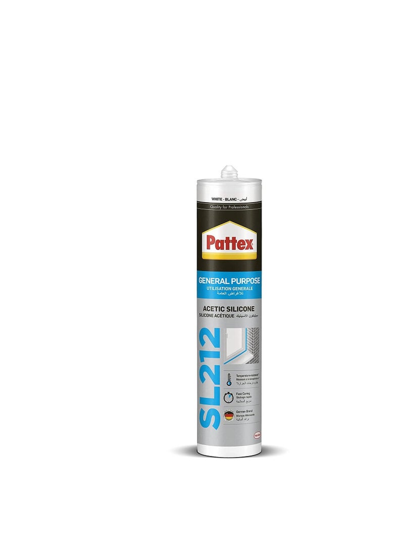 Pattex General Purpose Acetic Silicone Sealant White SL212