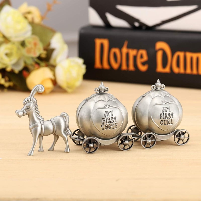 Mogoko Silver Tooth Holder My First Tooth and Curl Keepsake Box Set Baby Teeth Fairy Containter Gift Box for Child Kids - Image 2