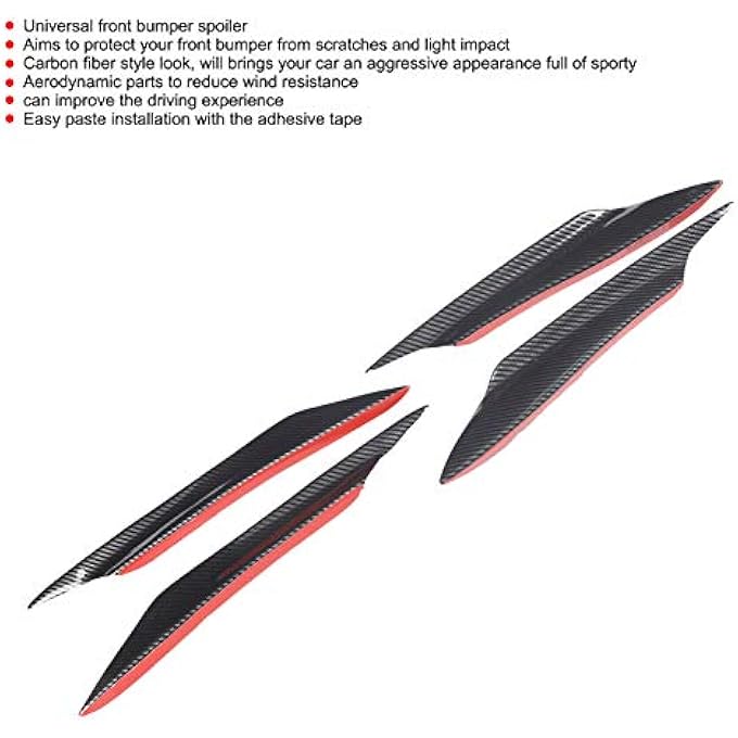 Depisuta Front Bumper Side Spoiler, Wide Range Of Applications Front Bumper Side Lip Universal Front Bumper Spoiler Front Bumper Splitter for Car Exterior Body - Image 4