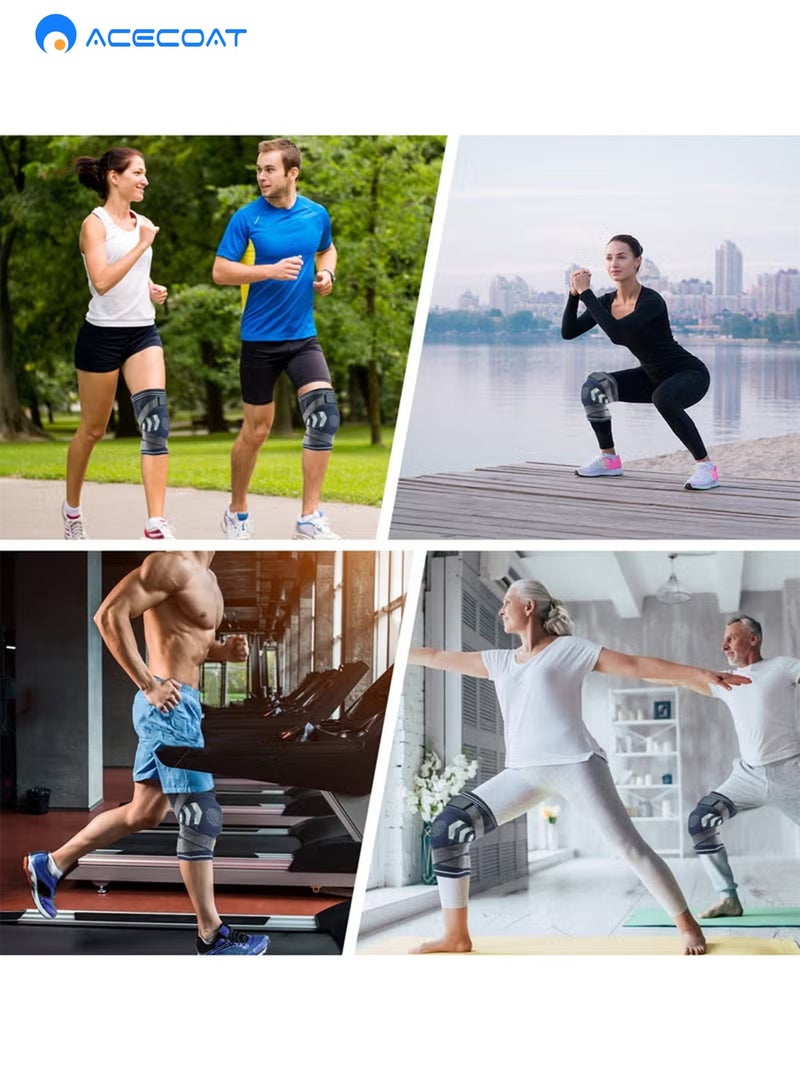 ايسكوت دعامة ركبة مضغوطة مكونة من قطعتين للرجال والنساء، تدعم الركبة للجري وركوب الدراجات وكرة السلة مع حزام قابل للتعديل - Image 4