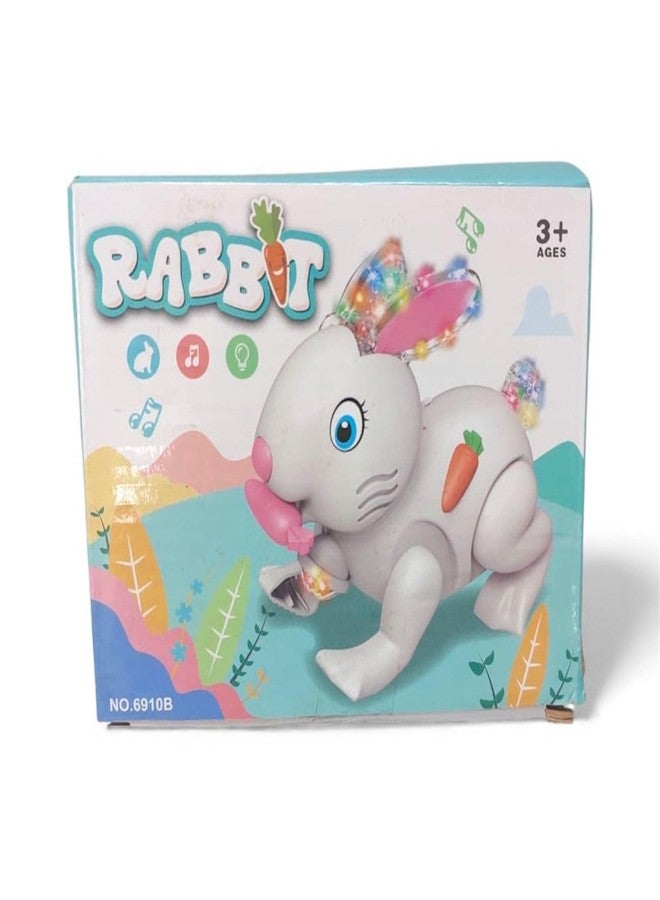 Musical Rabbit Toy – Cute Bunny Plush with Music & Lights, Soft Stuffed Animal for Kids, Jumping Rabbit Wiggling Ears, Twitching Mouth Educational Interactive Baby Toy Gift (Pack of 1) - Image 2