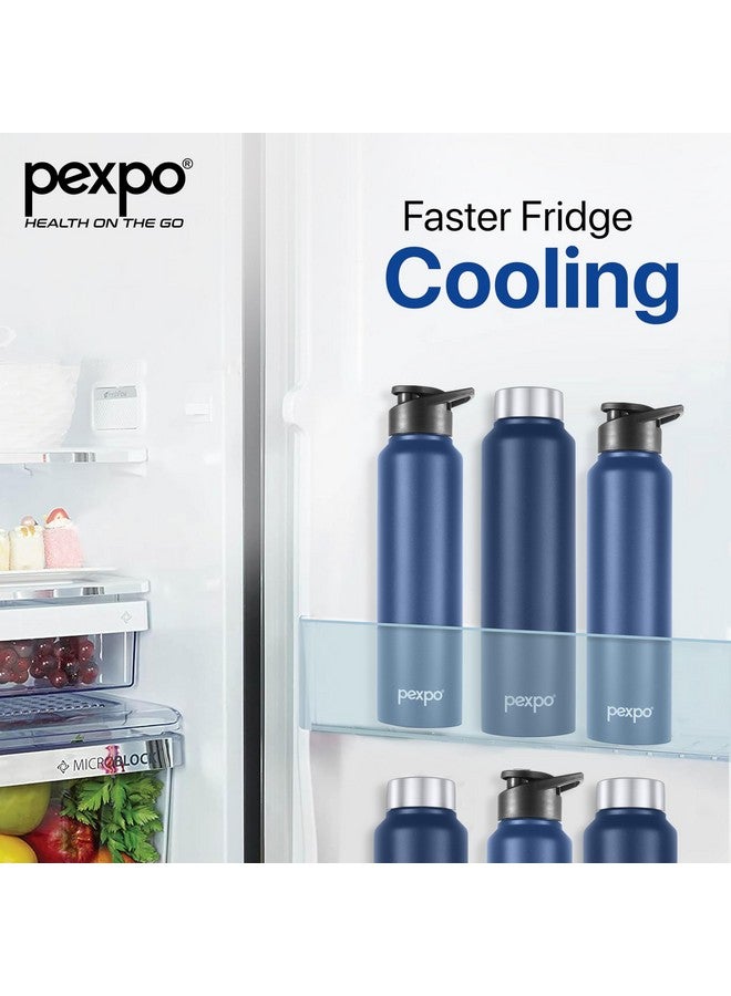 PEXPO Chromo 1000 ISI Certified Pro Stainless Steel Sports/Fridge Water Bottle with Sipper & Steel Cap, 950ml, Denim Blue |BPA Free | Water Bottle for Office, Gym, School, Yoga | RCB Edition - Image 5