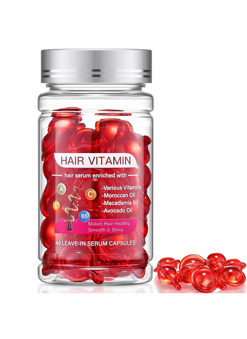 CCbeauty - Hair Treatment Oil For Damaged Hair, Hair Treatment Serum For Frizzy & Dry Hair, Hair Vitamin Oil Capsules with Argan, Avocado, Moroccan Oil, Anti Frizz Leave in Conditioner with Vitamin A, C, E & B5 - Image 1