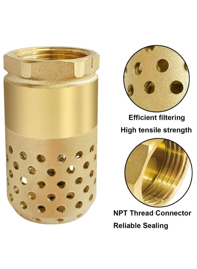 Brass Foot Valve 1 inch NPT Heavy Duty Spring Mesh Check Valve Female Connection One Way Foot Valve Backflow Preventer with Holes Strainer Filter for Well Jet Pumps Foot Valve - Image 3