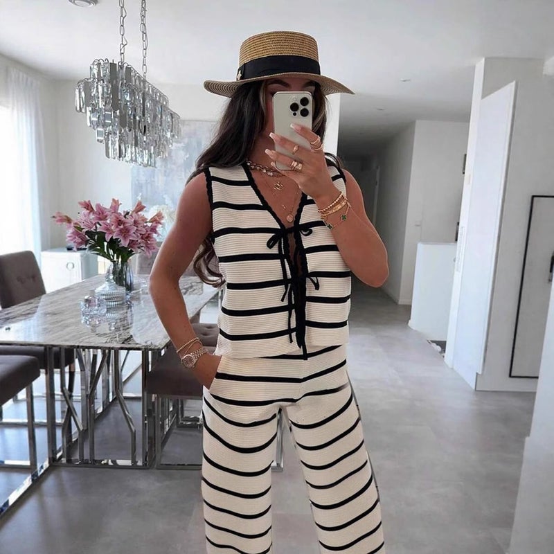 Women's Summer Knit Vest & Pants Set - Image 4