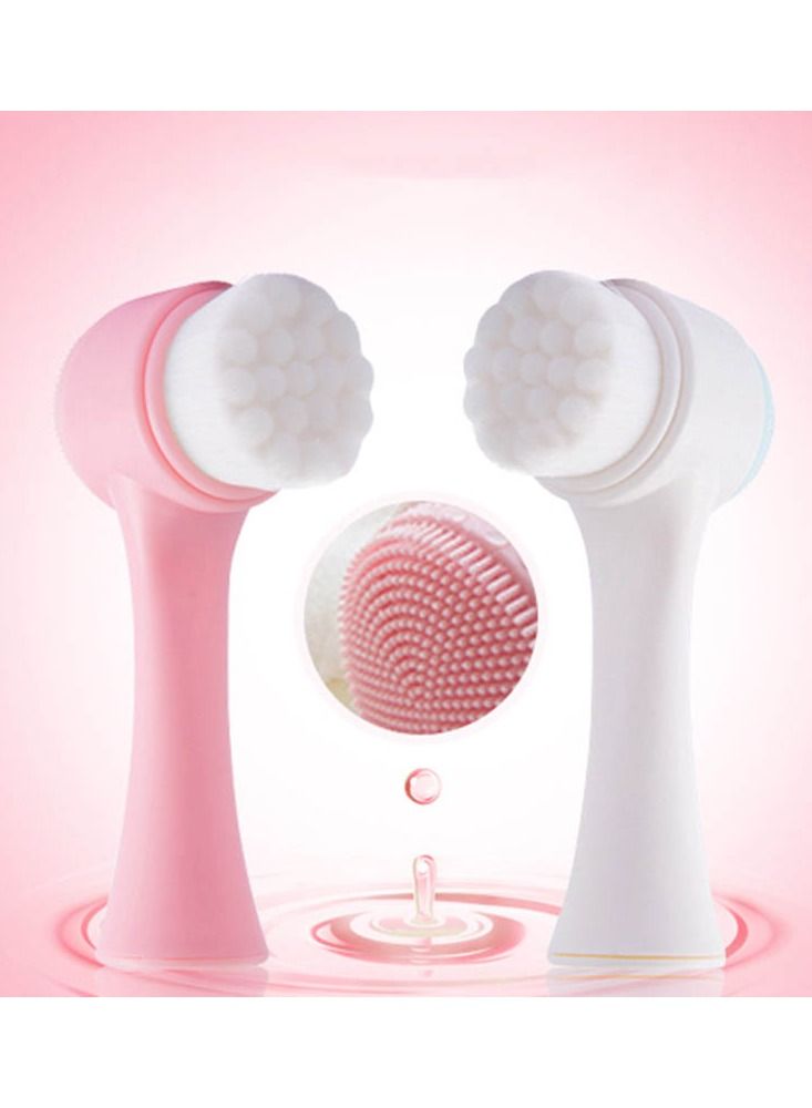 NIBEMINENT 3 Piece Facial Cleansing Brush Pink/Blue/White Random  - Image 2