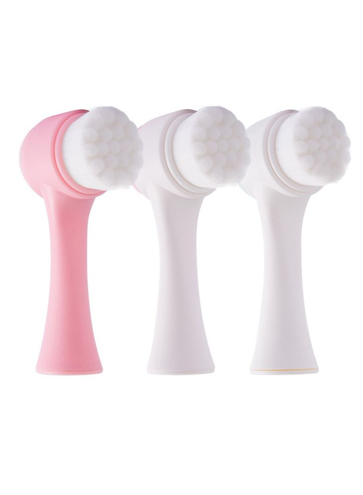 NIBEMINENT 3 Piece Facial Cleansing Brush Pink/Blue/White Random  - Image 1