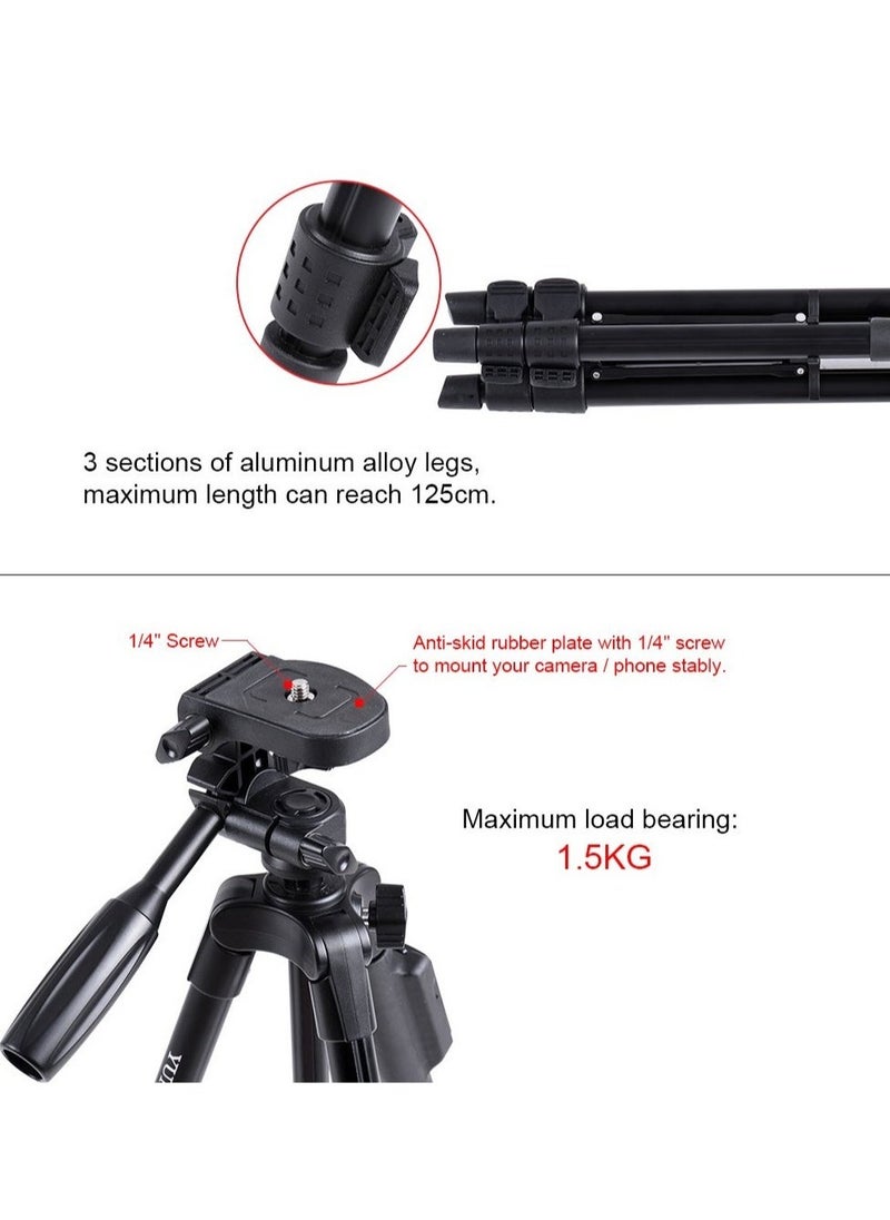 BGM VCT-5208 Portable Tripod Stand With Remote Shutter Black  - Image 3