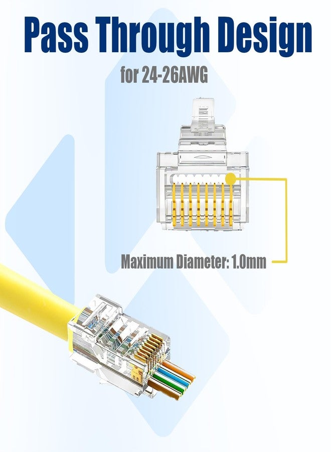 Awishwell 50-Pack Cat5e RJ45 Pass Through Connector, Cat5e RJ45 Connectors Pass Through, Cat5 Connector Ends, UTP Ethernet Connectors for Solid or Stranded Cable - Image 2