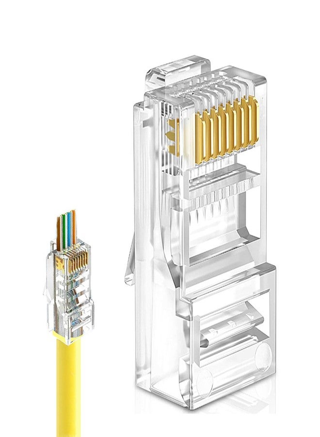 Awishwell 50-Pack Cat5e RJ45 Pass Through Connector, Cat5e RJ45 Connectors Pass Through, Cat5 Connector Ends, UTP Ethernet Connectors for Solid or Stranded Cable - Image 1
