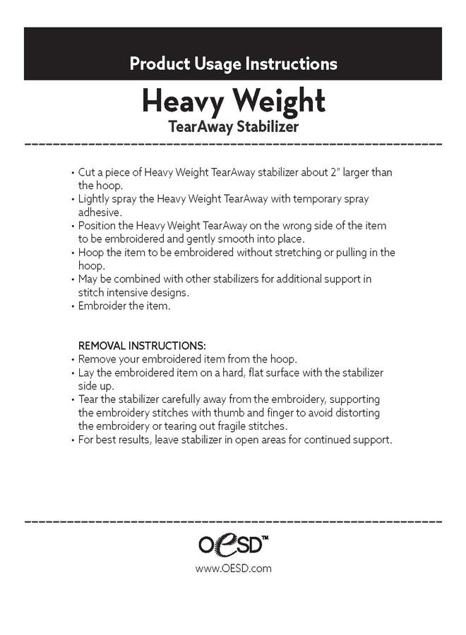 OESD Heavy Weight Tear Away Embroidery Stabilizer 10" x 10 Yd Roll - Image 3