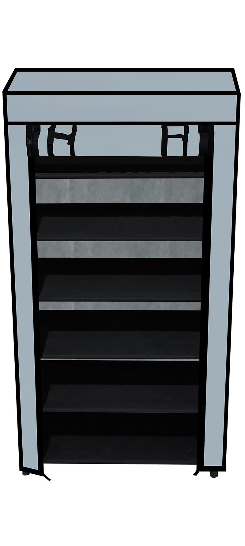 SANAMSTORE Multipurpose 6 Tier Rack Shoe/Clothes/Books Stand Rack with Cover for Home (Need to Be Assemble - DIY) -Grey, Metal, Cm - Image 4