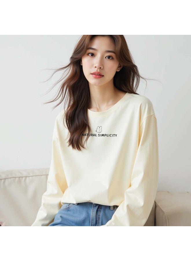 Your Sun Women'S Long Sleeve T-Shirt Women'S Base Layer Loose Fit Printed Cotton T-Shirt Women - Image 5