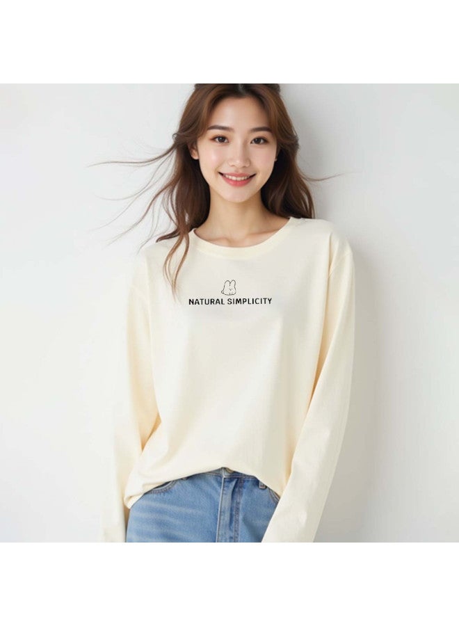 Your Sun Women'S Long Sleeve T-Shirt Women'S Base Layer Loose Fit Printed Cotton T-Shirt Women - Image 3