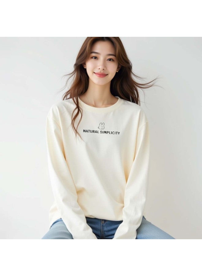 Your Sun Women'S Long Sleeve T-Shirt Women'S Base Layer Loose Fit Printed Cotton T-Shirt Women - Image 2