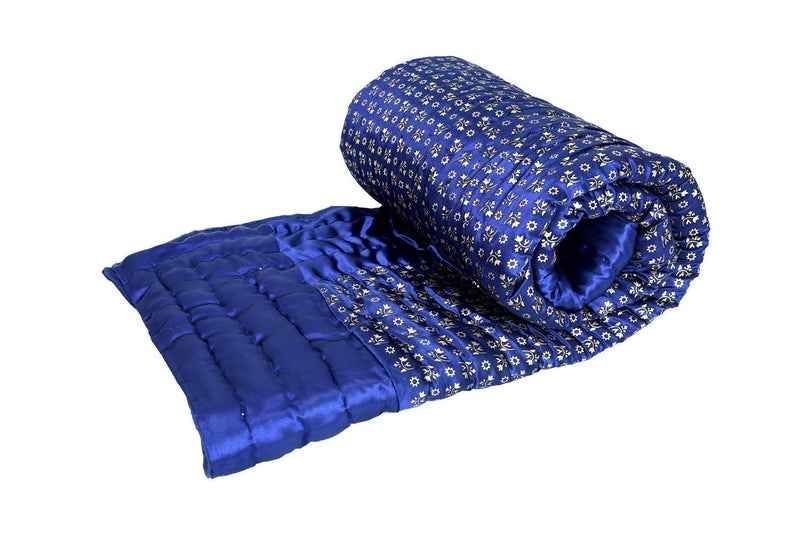 SVT Traditional Famous Rajasthani Print Jaipuri Beautiful Floral Print in Silk Nevy Blue Jaipuri RajaiRazaiQuilt SingleSingle Bed QuiltComforterAC QuiltAC Comforter - Image 3