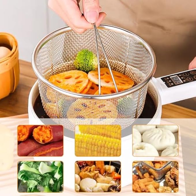 Mesh Steaming Basket Stainless Steel Drainage Basket with Comfortable Handles for Frying Steaming and Cooking in Kitchen 18cm - Image 5