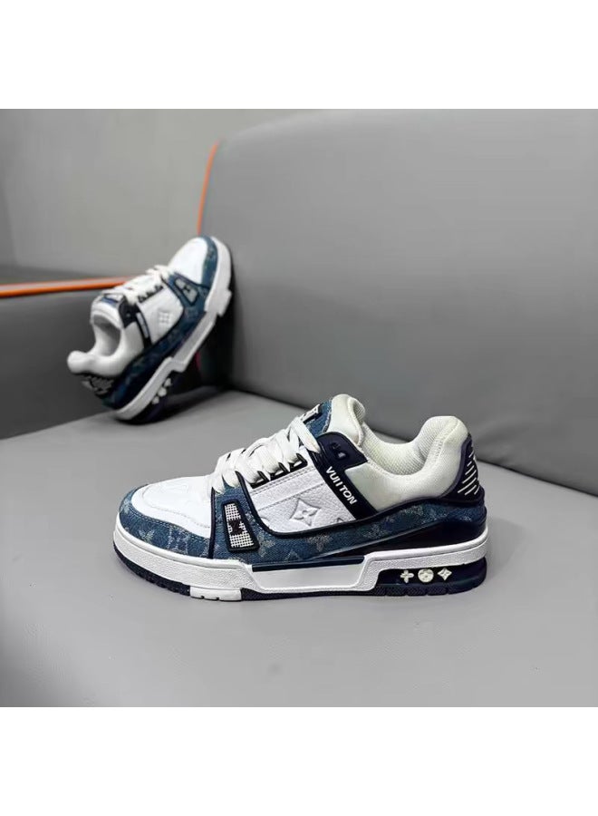 Men's Sneakers  Spring And Autumn Leather Fashion Versatile Trendy Couple Shoes Thick-soled Height-increasing Casual Shoes For Men And Women