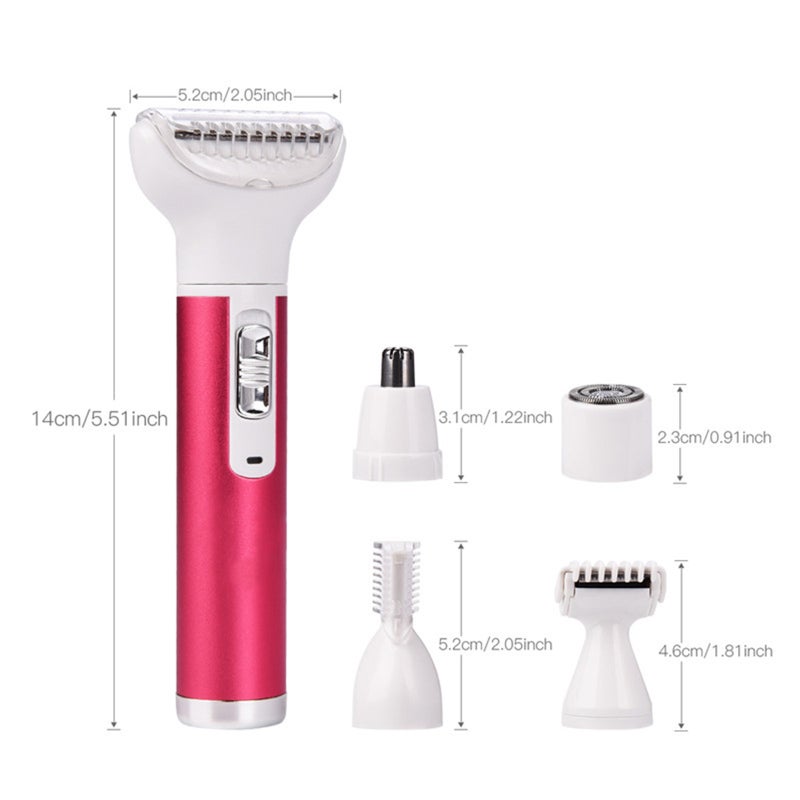 Electric Razor for Women 5 in 1 Womens Shaver for Pubic Hair Wet & Dry Cordless Hair Remover for Eyebrow Nose Face Portable Bikini Trimmer Rechargeable for Lady Hair Shaving - Image 2