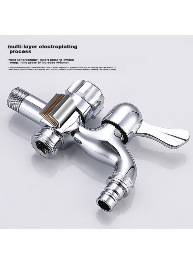 Larsd Washing Machine Faucet, One Inlet Two Outlets Double-headed Faucet, Single Cold Quick-open Spout, 4/6 Points Universal Lx212 - Image 4