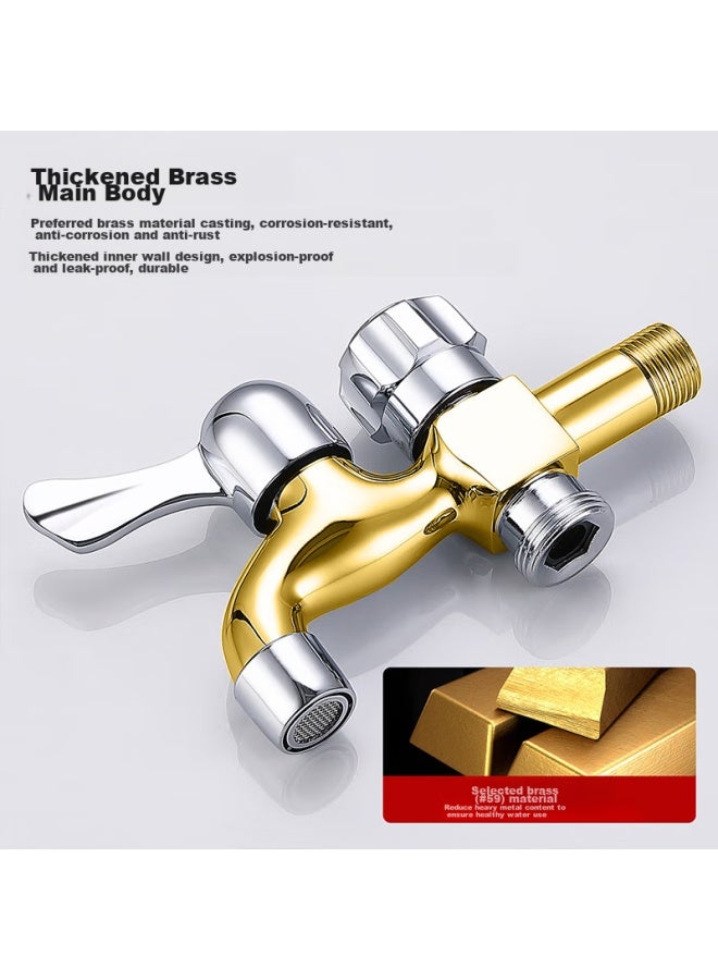 Larsd Washing Machine Faucet, One Inlet Two Outlets Double-headed Faucet, Single Cold Quick-open Spout, 4/6 Points Universal Lx212 - Image 2