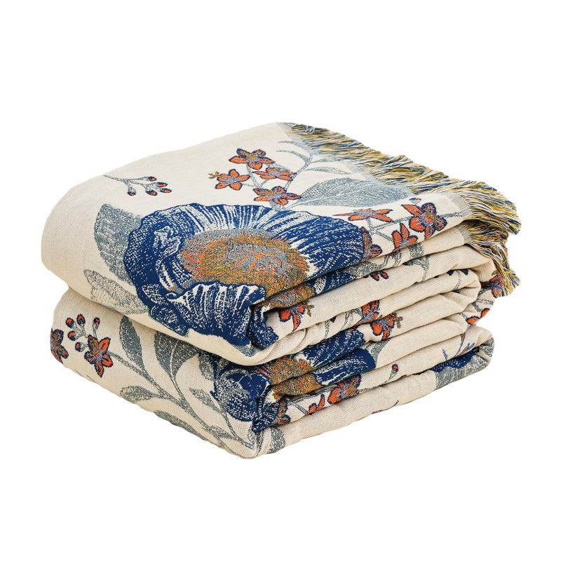 VANJOROY Boho Throw Blanket 100 Organic Cotton Breathable Ultra Soft Bed Quilt Throw All Season Floral Bird Butterfly Farmhouse Decor Blanket for Sofa Couch Chair and Gift 60 x 80 - Image 2