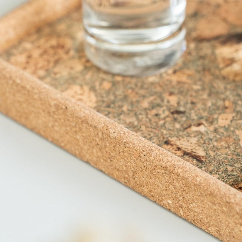 Corkage Olive Square Cork Serving Tray | Eco-Friendly | Lightweight | Non-Slip Surface | Ideal for Snacks, Drinks, Decor | 8.5 inches | Green - Image 3