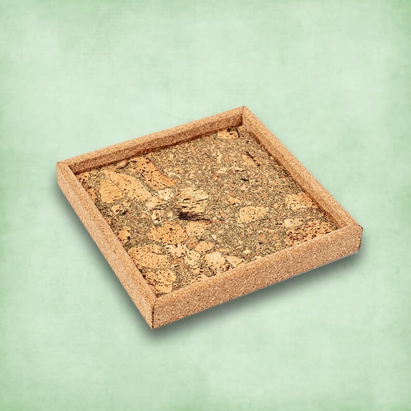 Corkage Olive Square Cork Serving Tray | Eco-Friendly | Lightweight | Non-Slip Surface | Ideal for Snacks, Drinks, Decor | 8.5 inches | Green - Image 5