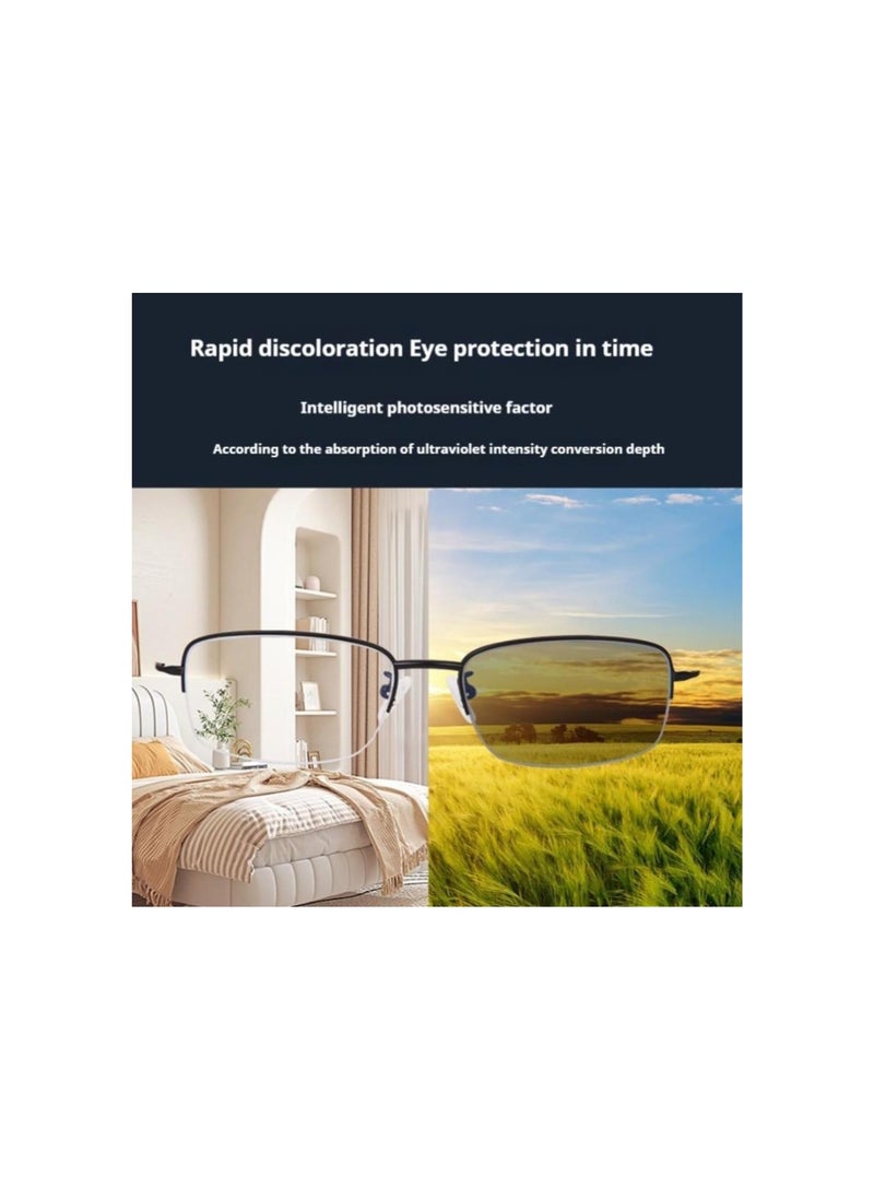 Outfany Intellireaders,Titanium Progressive Far and Near Dual-Use Reading Glasses for Women Men