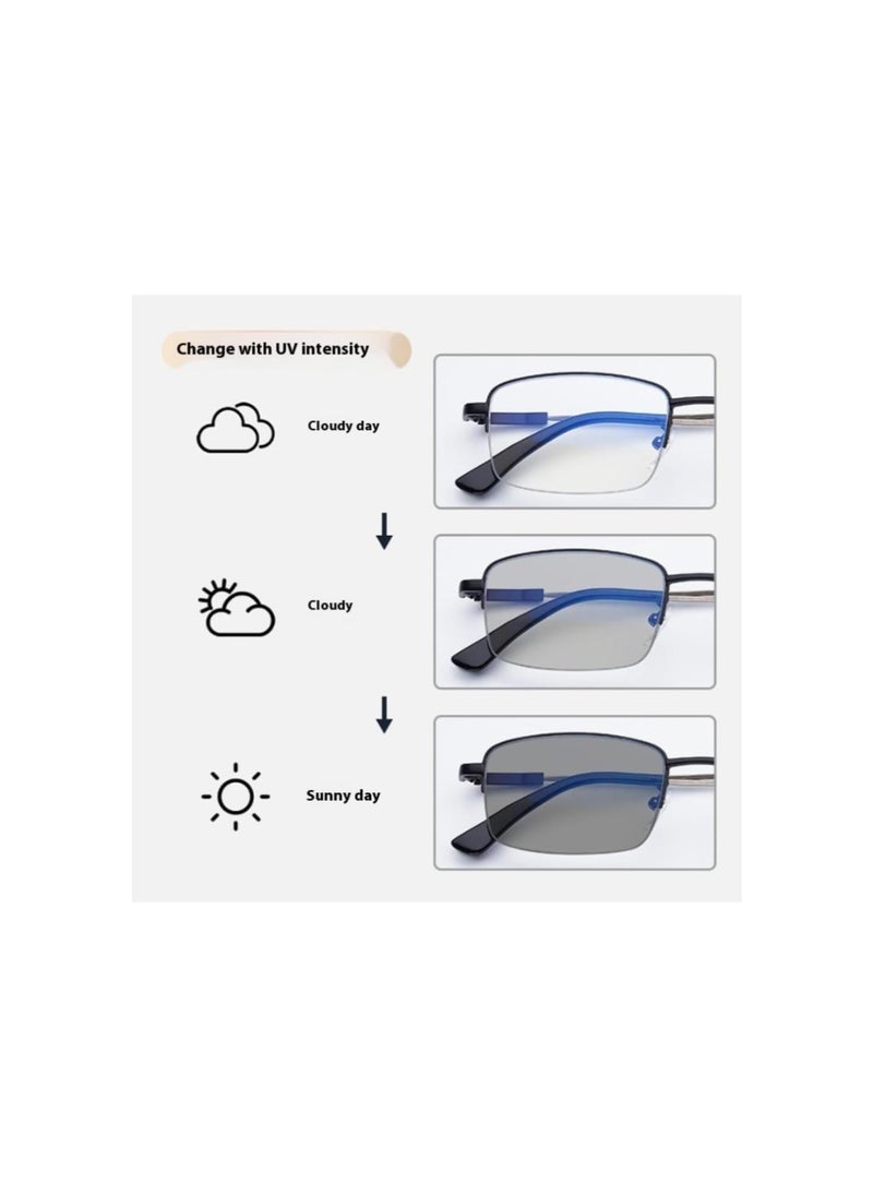 Outfany Intellireaders,Titanium Progressive Far and Near Dual-Use Reading Glasses for Women Men