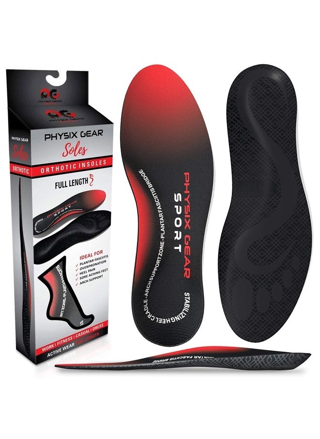 Physix Gear Sport - Physix Gear Plantar Fasciitis Feet Insoles Arch Supports Orthotics Inserts Relieve Flat Feet, High Arch - M - Image 1