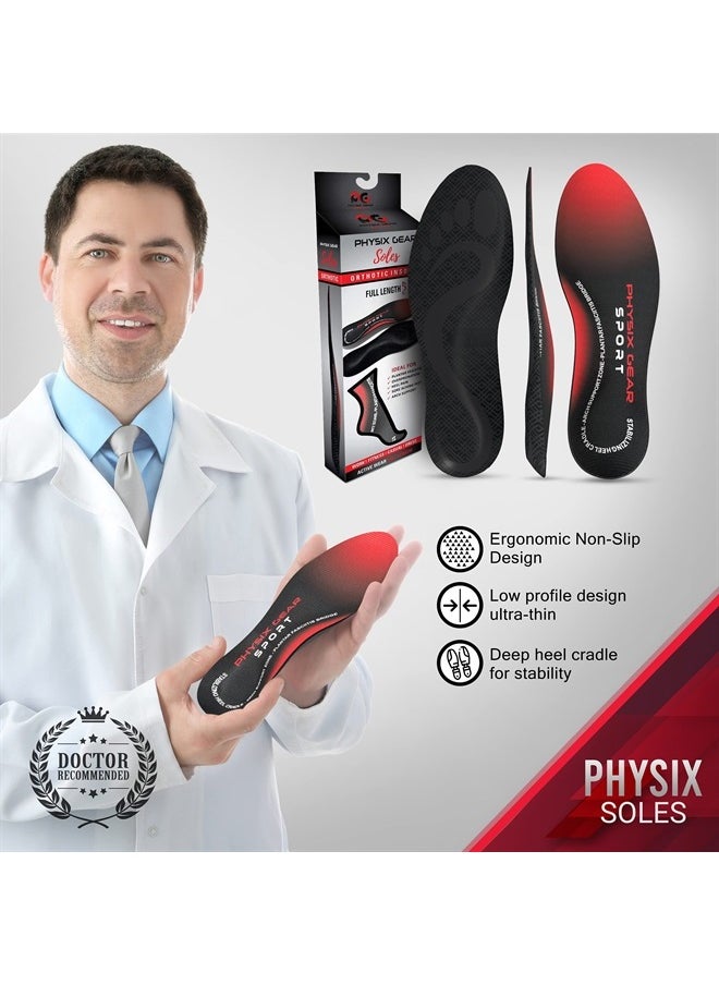 Physix Gear Sport - Physix Gear Plantar Fasciitis Feet Insoles Arch Supports Orthotics Inserts Relieve Flat Feet, High Arch - M - Image 1