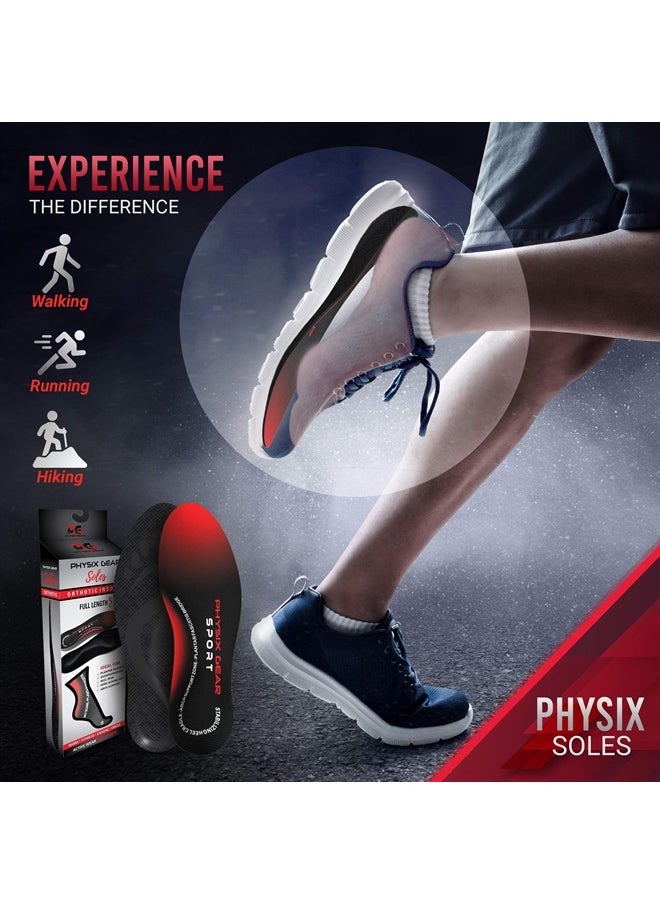 Physix Gear Sport - Physix Gear Plantar Fasciitis Feet Insoles Arch Supports Orthotics Inserts Relieve Flat Feet, High Arch - M - Image 1