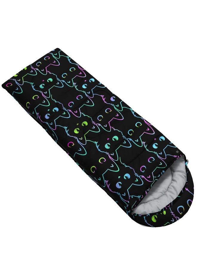 QOOMO Black Cartoon Cat Sleeping Bag, Adults & Kids, 31x90inch - Image 2