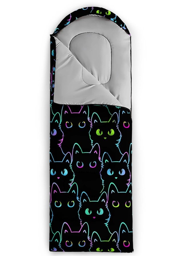 QOOMO Black Cartoon Cat Sleeping Bag, Adults & Kids, 31x90inch - Image 5