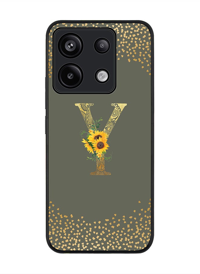 Stylizedd Rugged Case for Xiaomi Redmi Note 13 Pro 5G Case Cover- Custom Monogram Initial Letter Mandala Floral Pattern Alphabet - Y(Olive Green)  - Image 1