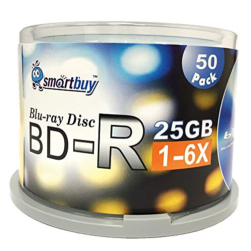 Smartbuy 50 Pack Bd-r 25gb 6X Blu-ray Single Layer Recordable Disc Logo Top Blank Data Video Media 50 Disc Spindle - Image 2