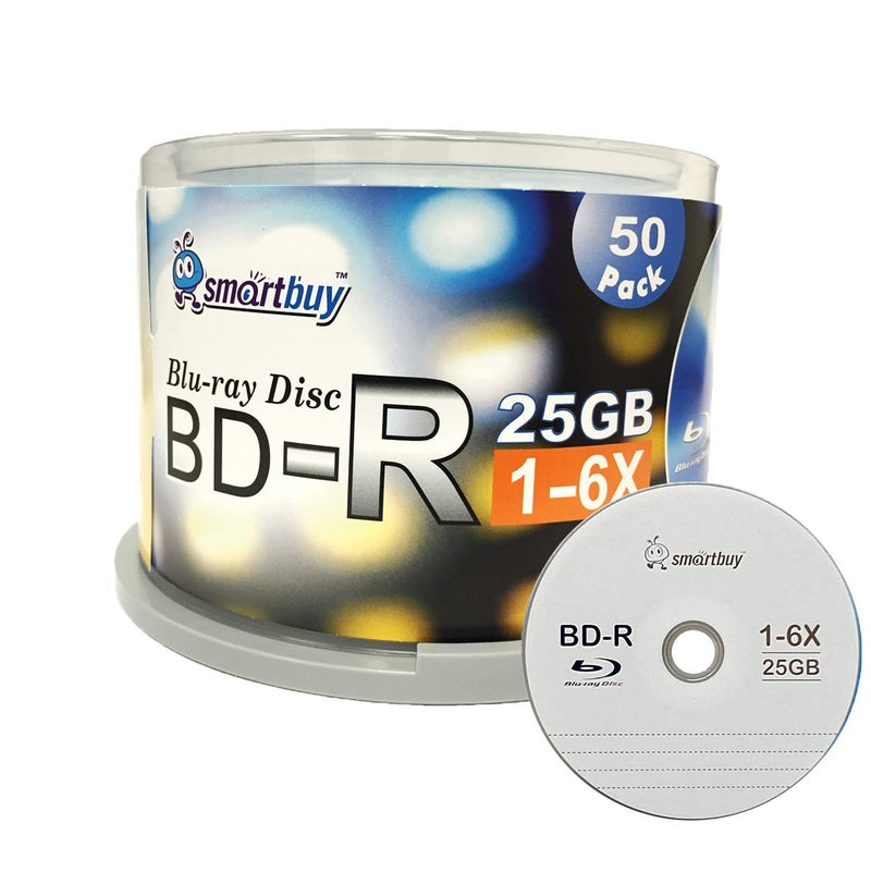 Smartbuy 50 Pack Bd-r 25gb 6X Blu-ray Single Layer Recordable Disc Logo Top Blank Data Video Media 50 Disc Spindle - Image 4