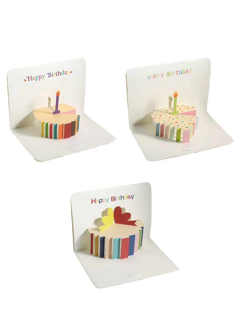 3PCS 3D Pop Up Birthday Cards Handmade Funny Cute Happy Birthday Greeting Cards Gifts for Women Men Kids for Birthday Party - Image 1