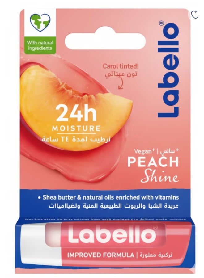 Labello Peach Shine  24H Moisture, with Shea Butter and Natural Oils Enriched with Vitamins, - Image 1